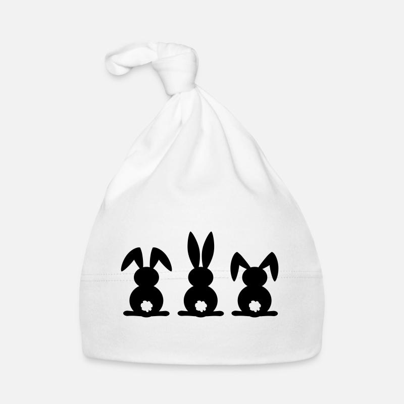 Silhouette de lapin. Joyeuse fête de Pâques ou de Pâques. Oeuf. - Bonnet bio Bébé - blanc