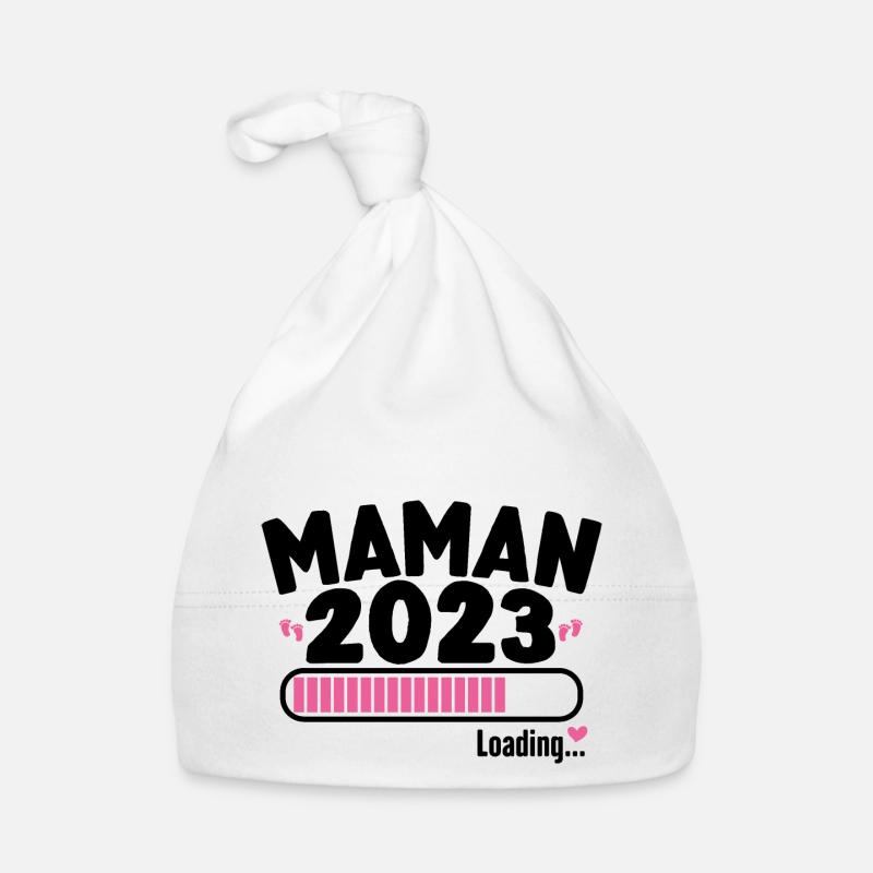 Future Maman 2023 Annonce Grossesse Enceinte - Bonnet bio Bébé - blanc