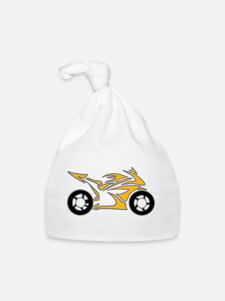 Motorcycle Bike Chopper Moped Roll - Organic Baby Cap - white - Front