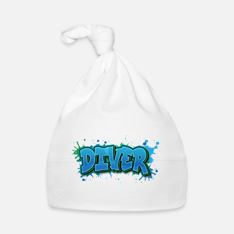 Diver Graffiti Paint Splash - Gift for Divers Organic Baby Cap