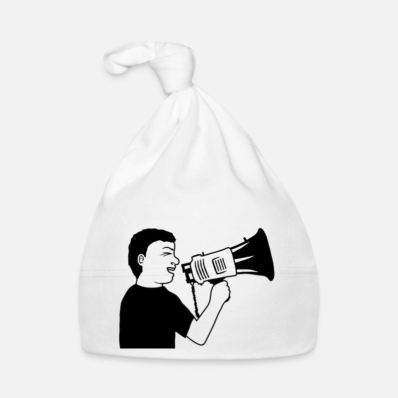 Man angry demonstration megaphone Organic Baby Cap