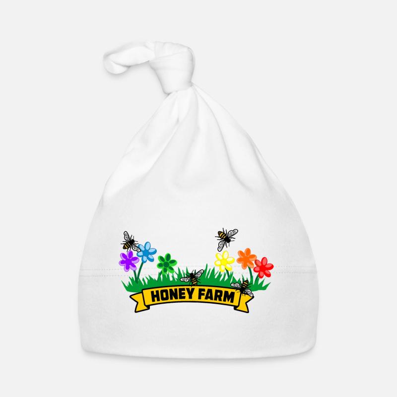Ferme de miel avec des fleurs colorées Bonnet bio Bébé