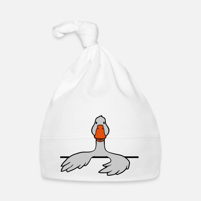 Hinter Mauer Gans Comic - Baby Bio-Mütze - Weiß