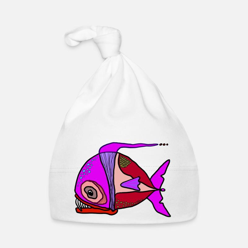 Bunter Surrealfisch Patchwork Baby Bio-Mütze