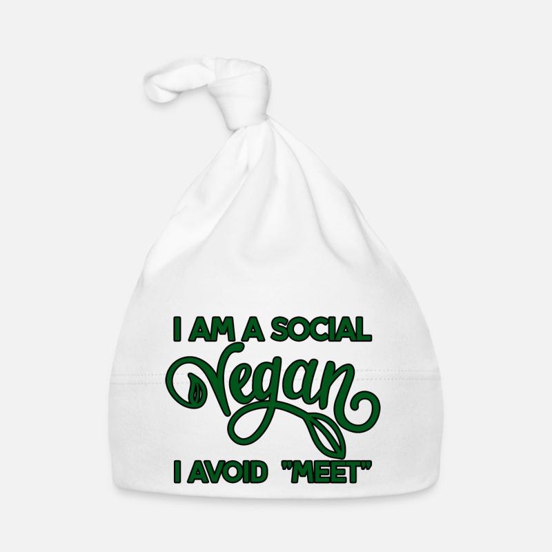 Je suis un végétalien social j’évite Meet 4 - Bonnet bio Bébé - blanc