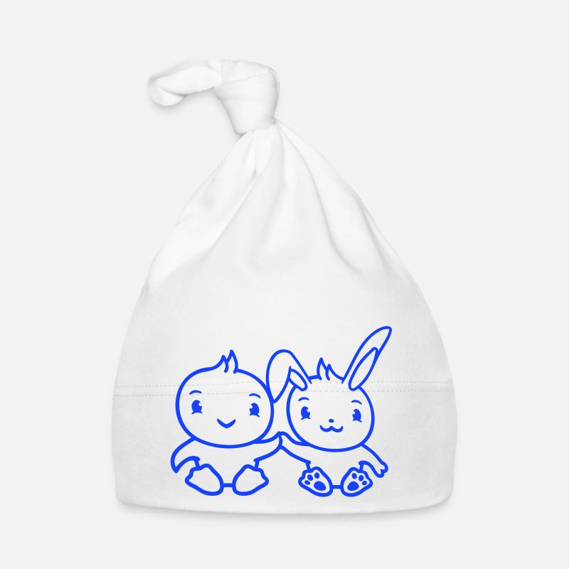 Bunny Bird Chick 2 Friends Team Two Hands Holding Organic Baby Cap