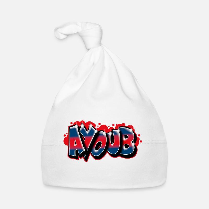 Graffiti First Name AYOUB Organic Baby Cap