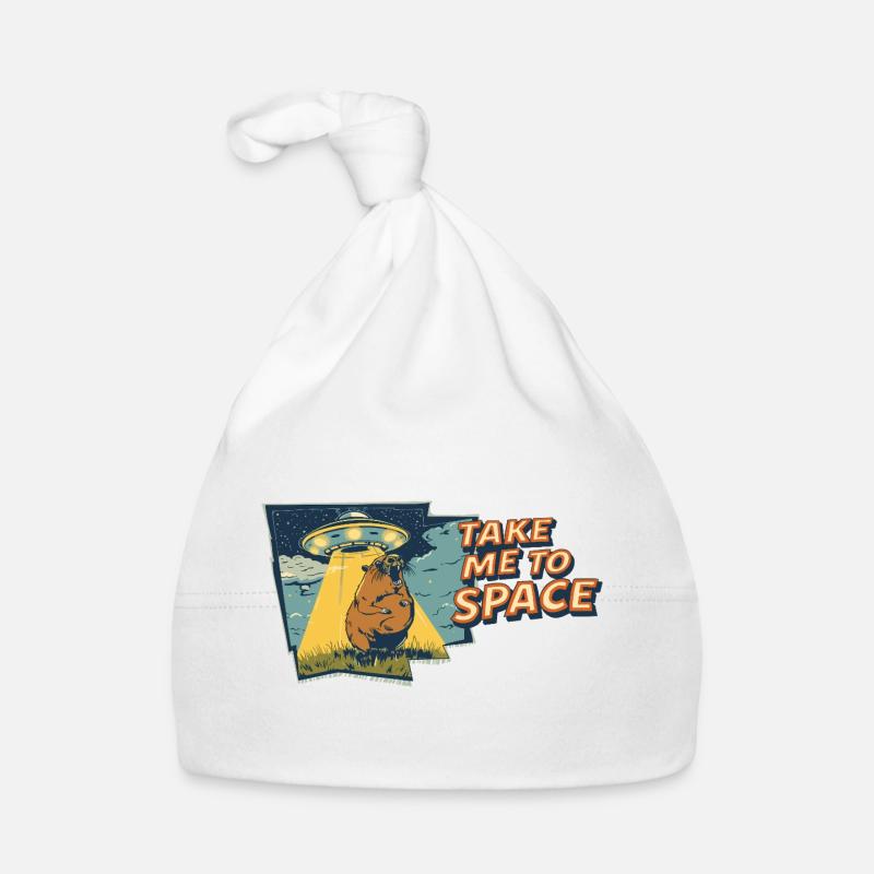 Emmenez-moi dans l’espace Capybara OVNI Pop Art Bonnet bio Bébé