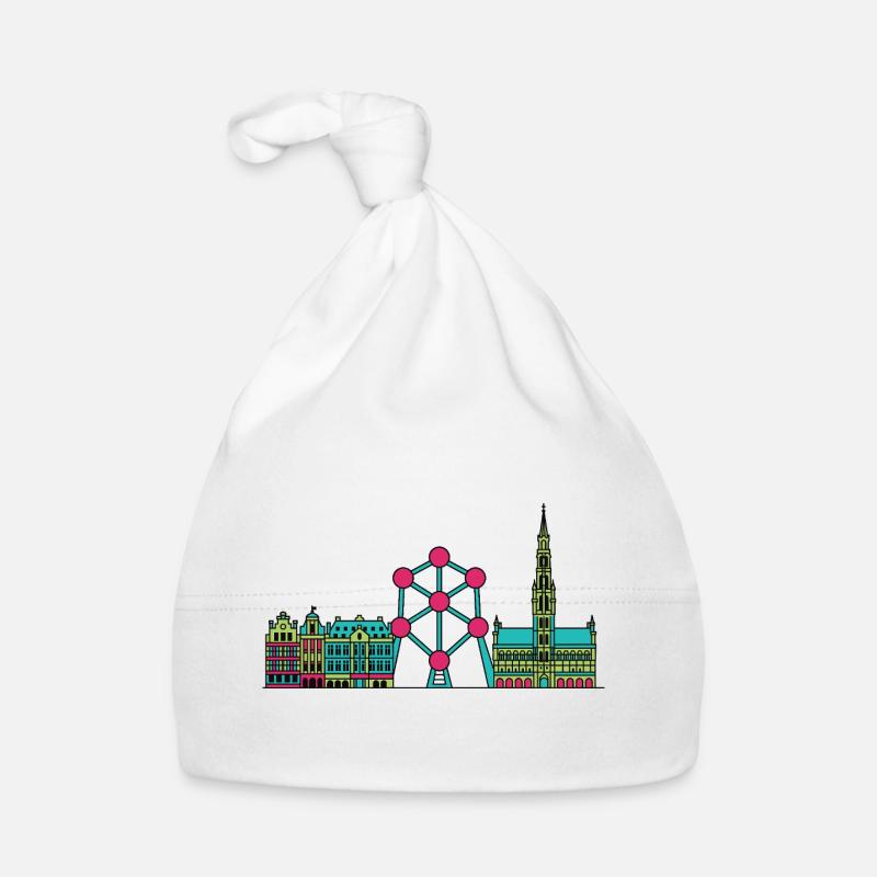 Skyline de Bruxelles Atomium Modern Line Art Bonnet bio Bébé
