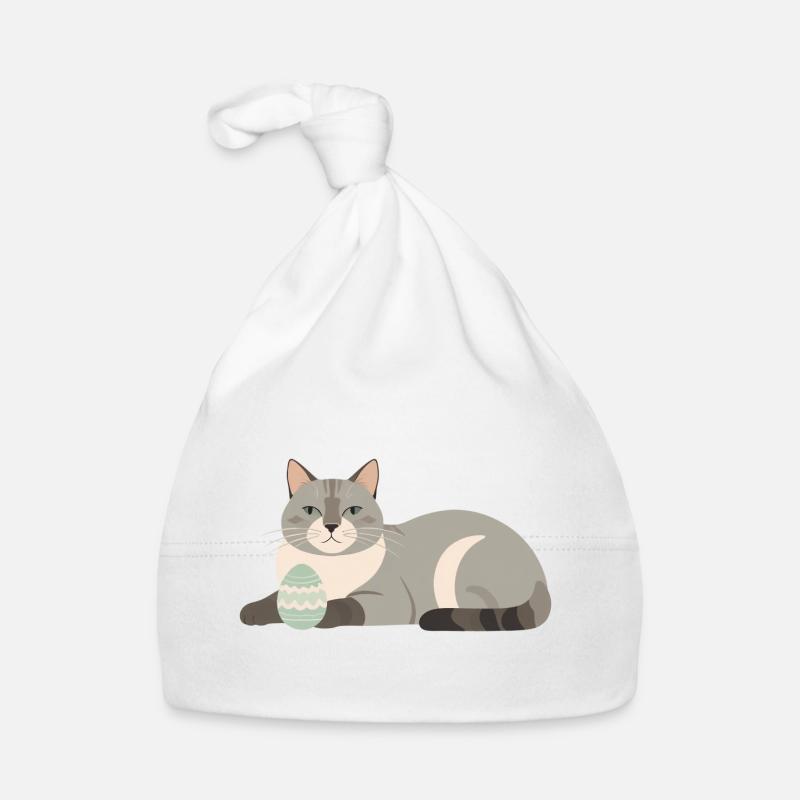 Chat de Pâques en gris pastel Bonnet bio Bébé