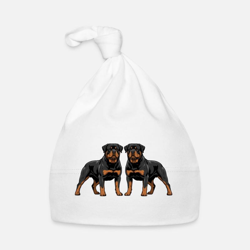 Double Rottweiler Duo Two Dogs Side By Side Organic Baby Cap