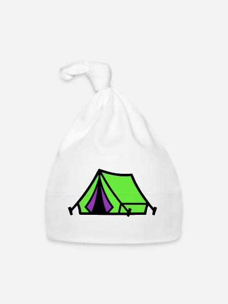 Icône du camping sous tente du festival - Bonnet bio Bébé - blanc - Devant
