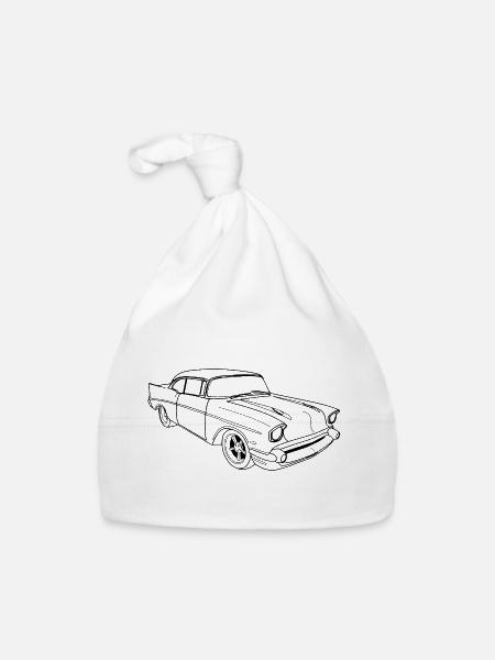 Amerikanischer Oldtimer (Schwarz) - Baby Bio-Mütze - Weiß - Vorne