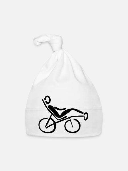 Recumbent Bike - Organic Baby Cap - white - Front