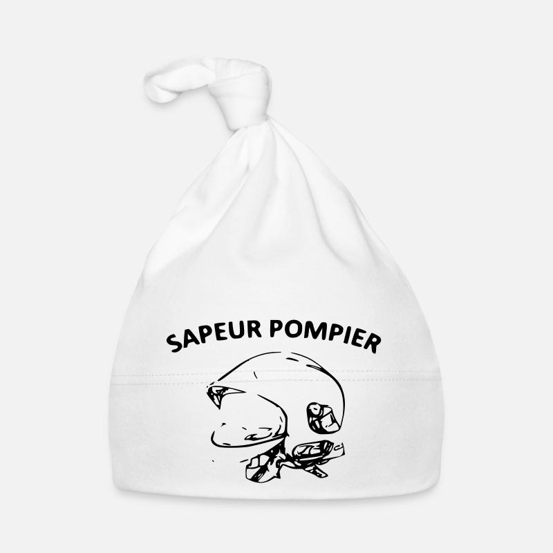 sapeur pompier casque F1 - Bonnet bio Bébé - blanc