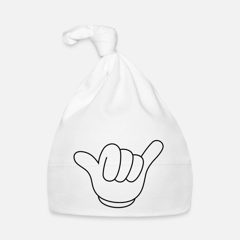 Shaka signe main descente motocross surf blanc Bonnet bio Bébé