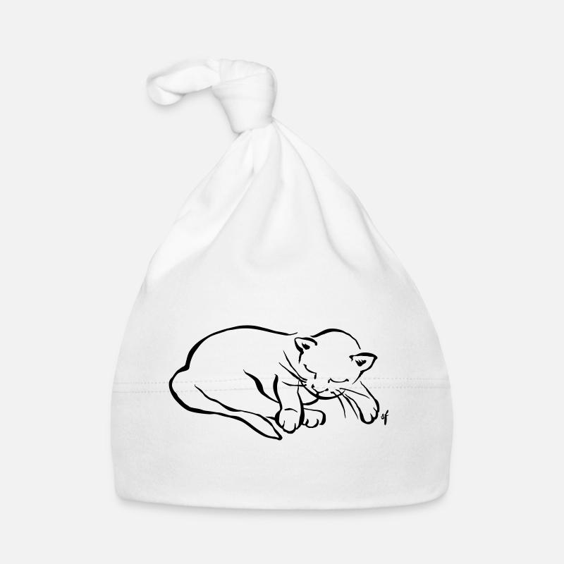 Mon petit chat dort - Bonnet bio Bébé - blanc