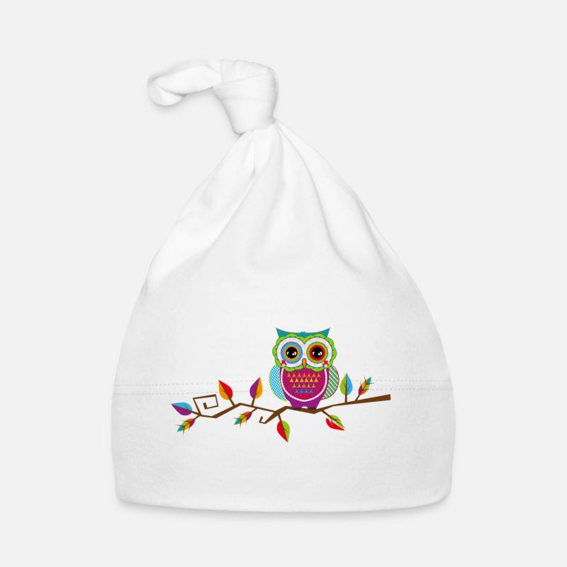 Owl sitting on a branch Organic Baby Cap