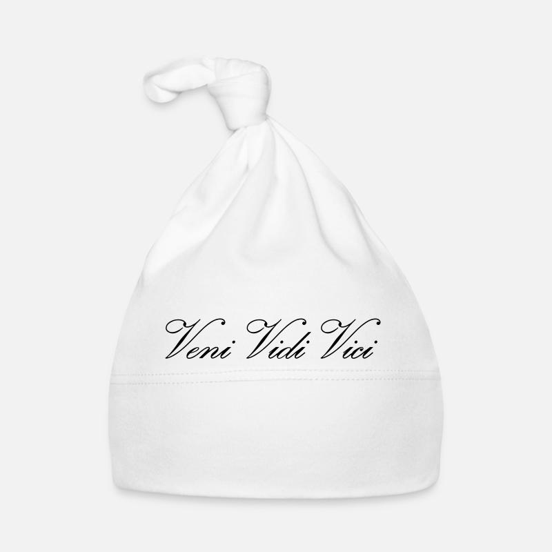 Texte Veni Vidi Vici Calli - Bonnet bio Bébé - blanc