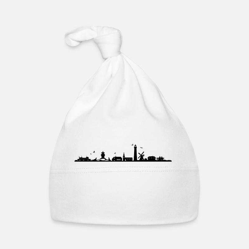 Skyline - Küste Amrum - Baby Bio-Mütze - Weiß