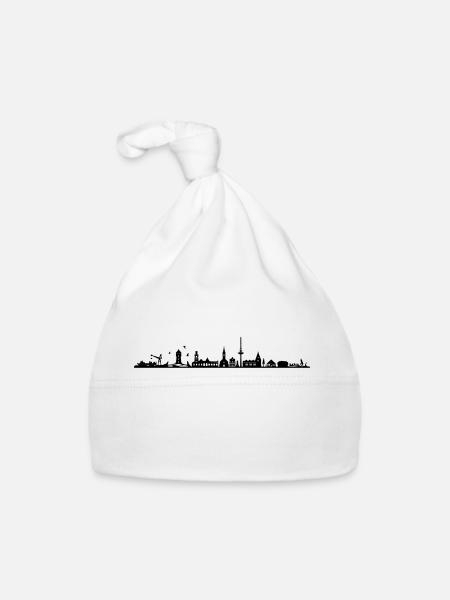Skyline - Küste Cuxhaven - Baby Bio-Mütze - Weiß - Vorne
