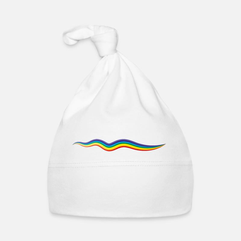 Rainbow line, artwork - Organic Baby Cap - white