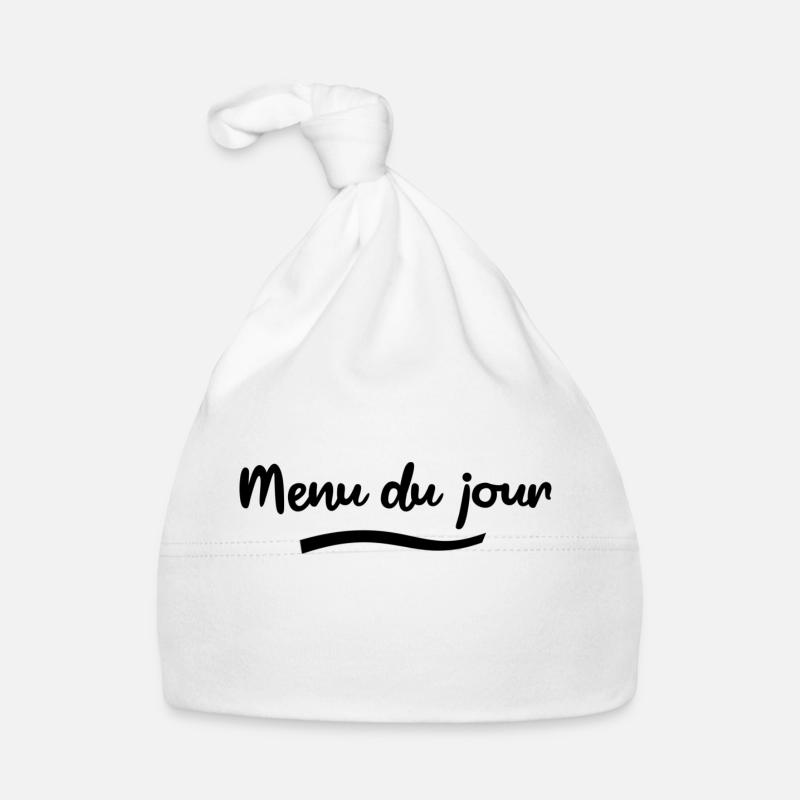 Menu du jour noir - Bonnet bio Bébé - blanc