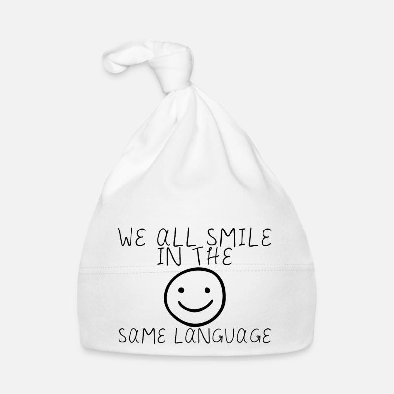 We All Smile In The Same Language 5 - Baby Bio-Mütze - Weiß