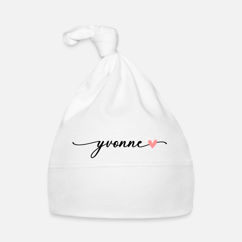 Yvonne Nom Prénom Calligraphie Script Bonnet bio Bébé