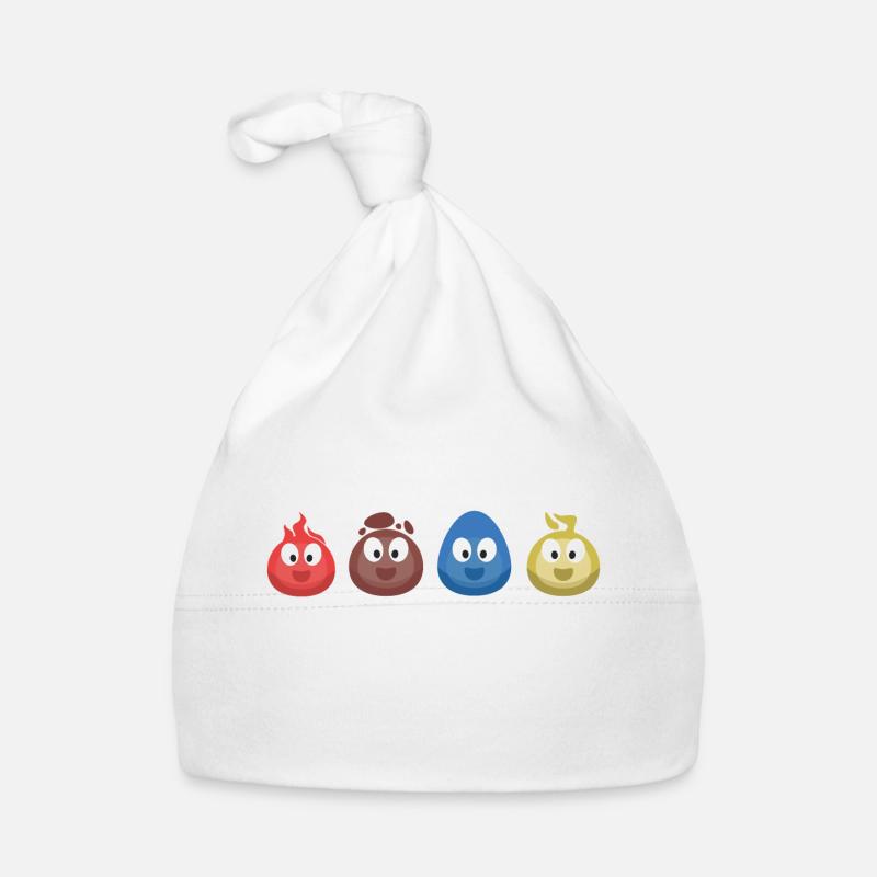 4 Elemente (Feuer, Erde, Wasser, Luft) (Bubble) - Baby Bio-Mütze - Weiß