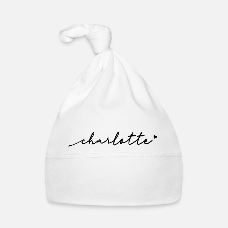 Charlotte Cursive Name Organic Baby Cap