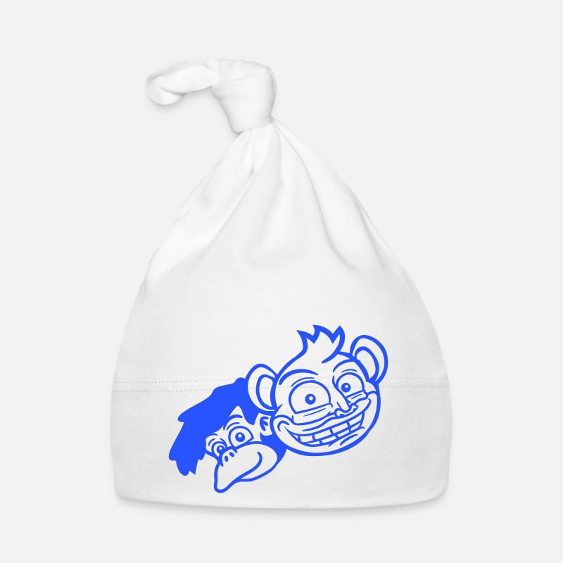 2 Funny Monkey Faces Two Friends Crew Team Organic Baby Cap