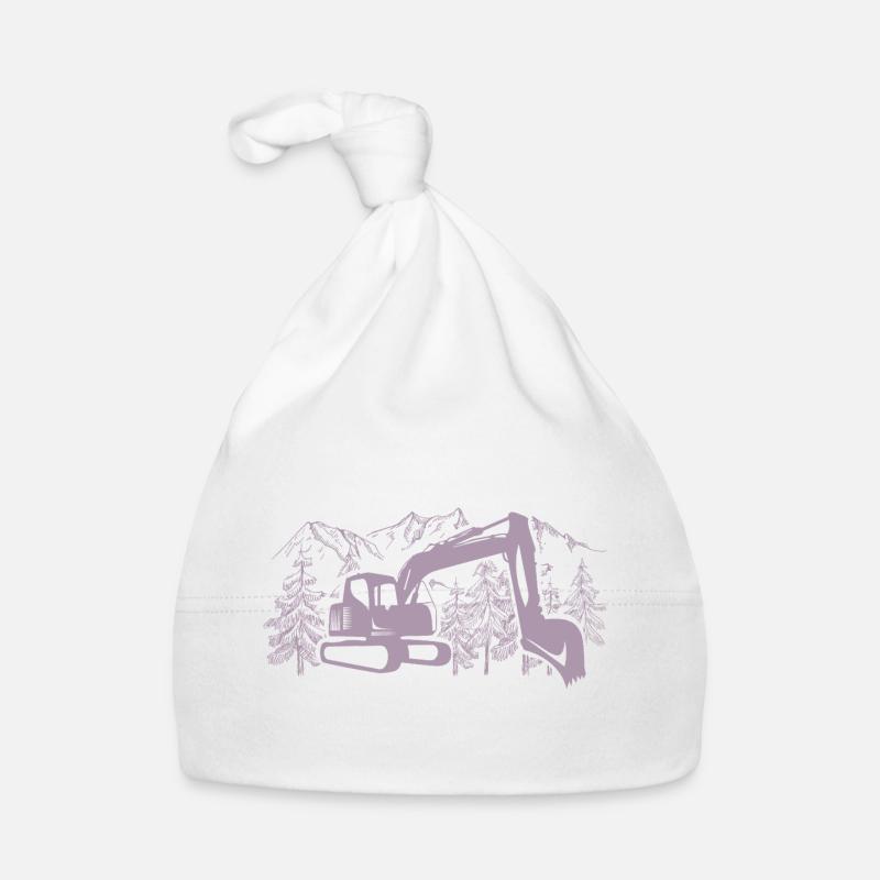 Excavator Silhouette Construction Equipment Operator Work Organic Baby Cap