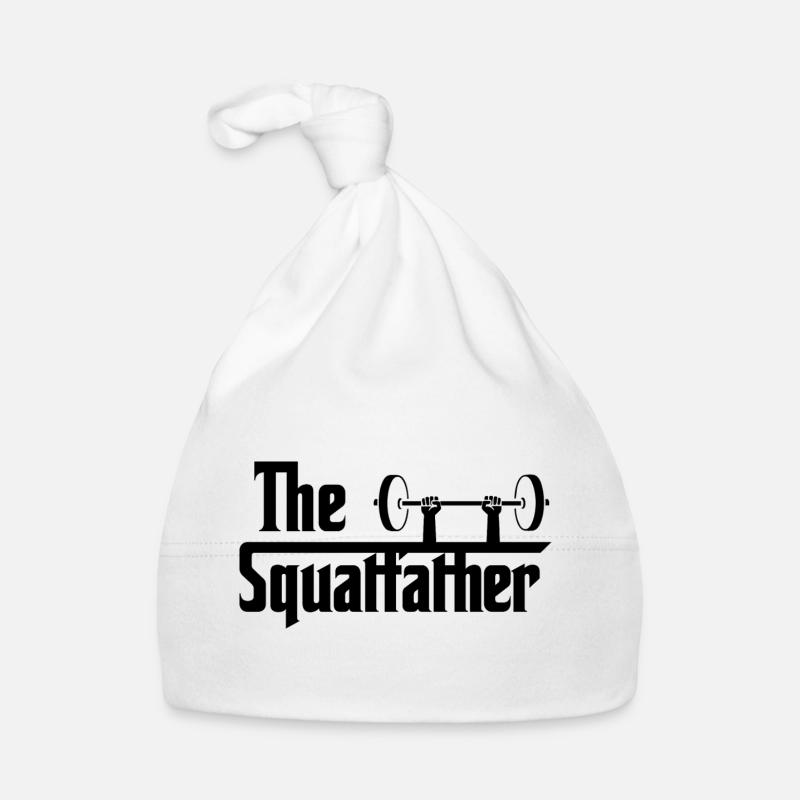 Le Squatfather noir - Bonnet bio Bébé - blanc
