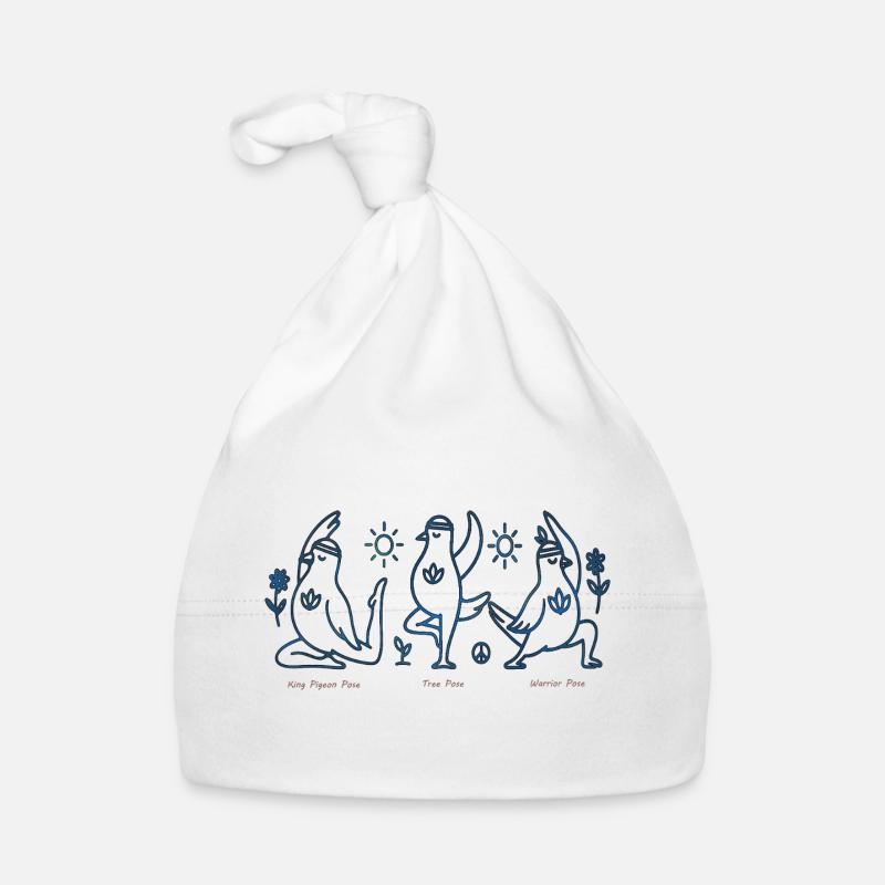 Three Penguins in Yoga Boho Peace Organic Baby Cap