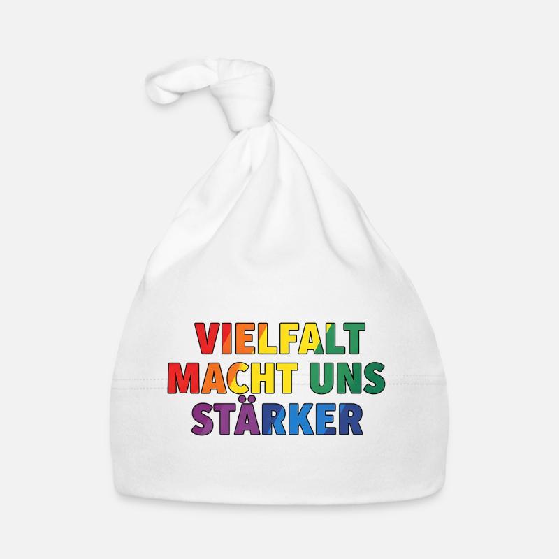 La diversité nous rend plus forts – Regenbogen Design - Bonnet bio Bébé - blanc