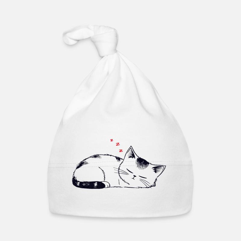 Chat endormi et coincé Bonnet bio Bébé