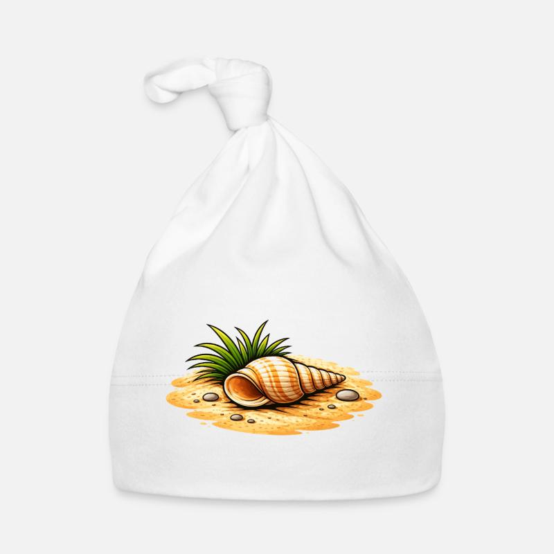 Seashell Beach Illustration Maritime Coastal Motif Organic Baby Cap