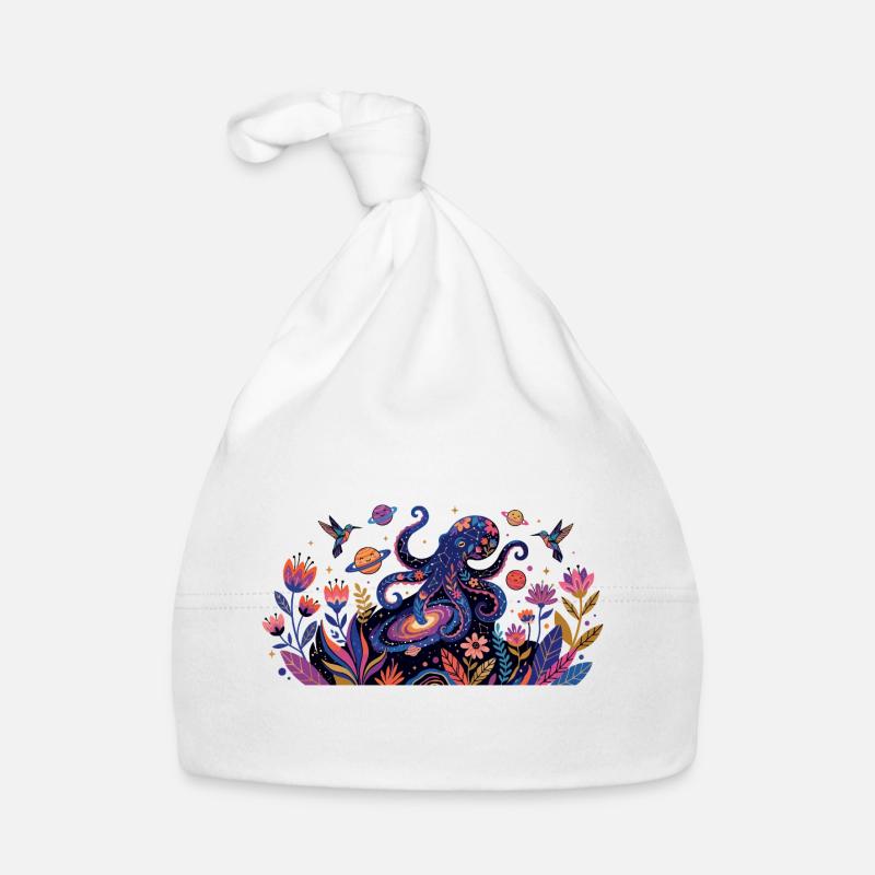 Psychedelic Kraken Bülten Nature Animals Pattern Organic Baby Cap