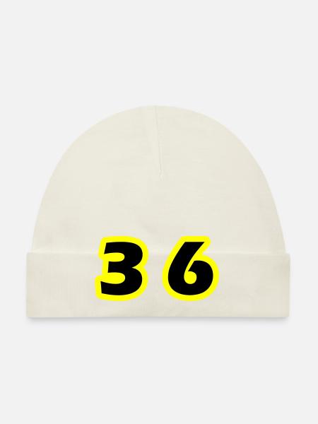 36 Number Symbol - Organic Baby Cap - white - Front