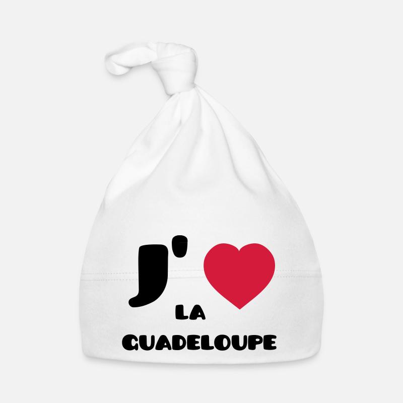 J'aime la Guadeloupe (V) - Bonnet bio Bébé - blanc