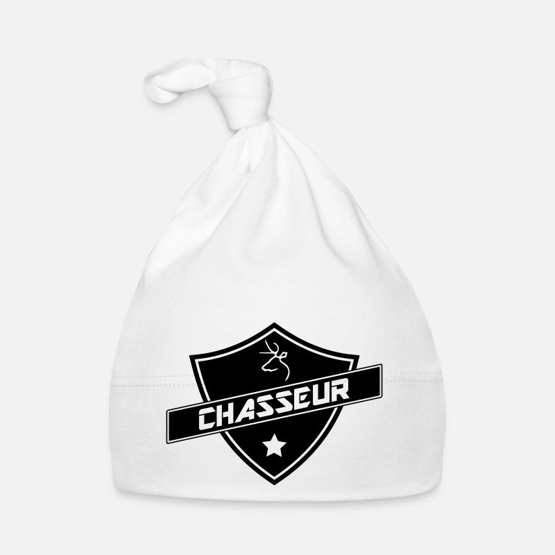 blason chasseur - Bonnet bio Bébé - blanc