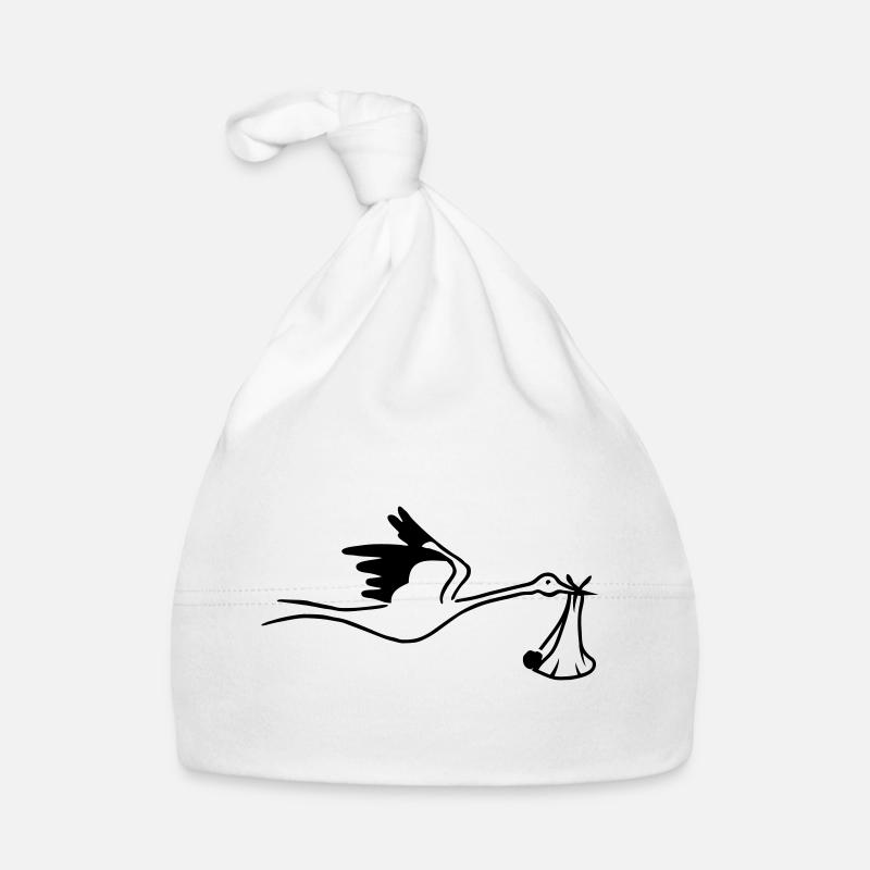 Storch mit Baby Baby Bio-Mütze