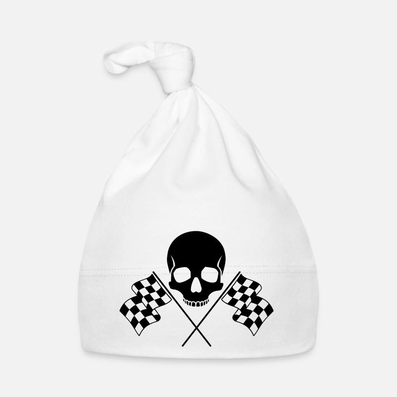Skull Checkered Flags Organic Baby Cap