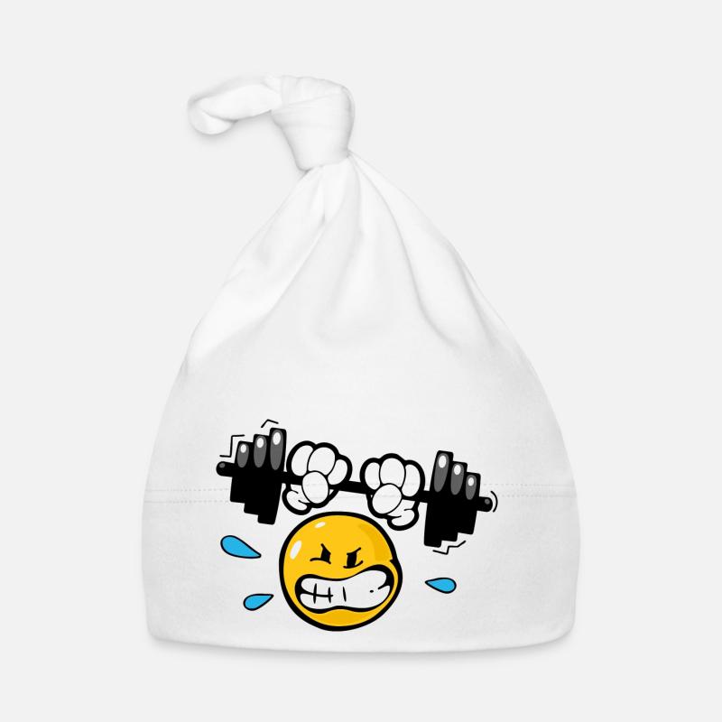 Smiley Weightlifting - Bonnet bio Bébé - blanc