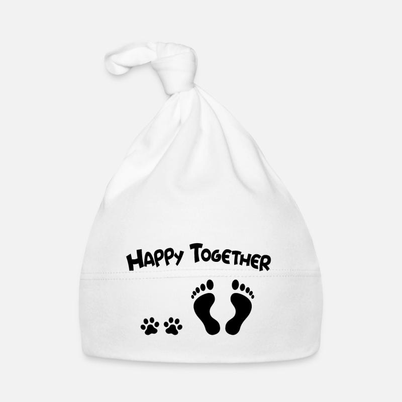Amour de chien heureux - Bonnet bio Bébé - blanc