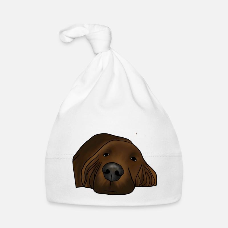 Setter irlandais - Bonnet bio Bébé - blanc