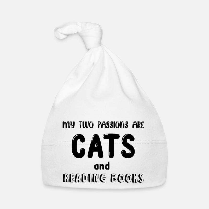 Les passions De la lecture de chats et de livres - Bonnet bio Bébé - blanc