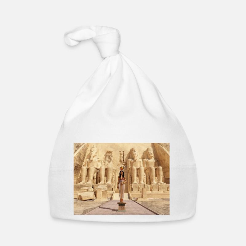 Déesse Hathor et temple d’Abu Simbel en Egypte Bonnet bio Bébé