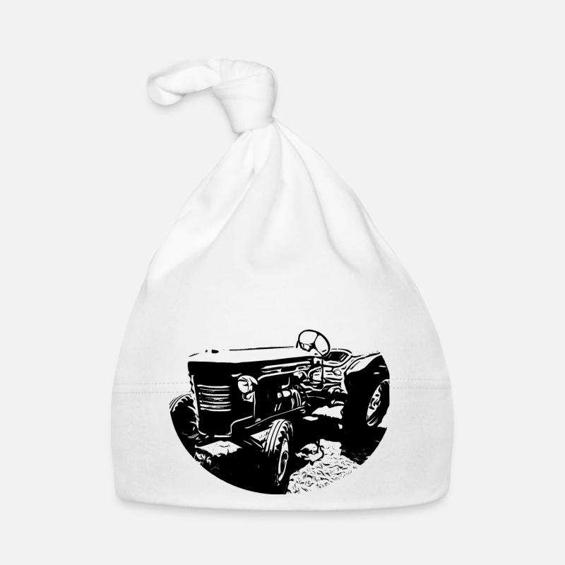 Tracteur - Bonnet bio Bébé - blanc